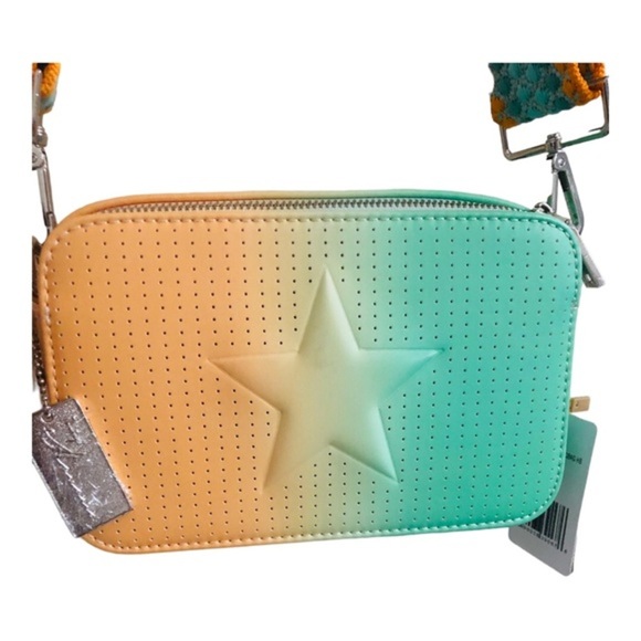 Vintage Havana perforated peach ombre   crochet adjustable strap crossbody bag‎ - Picture 14 of 15